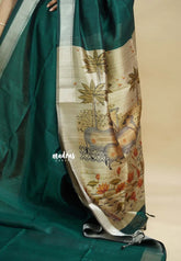Peacock Jade - Roopa  - Semi tussar with kalamkari pallu and blouse